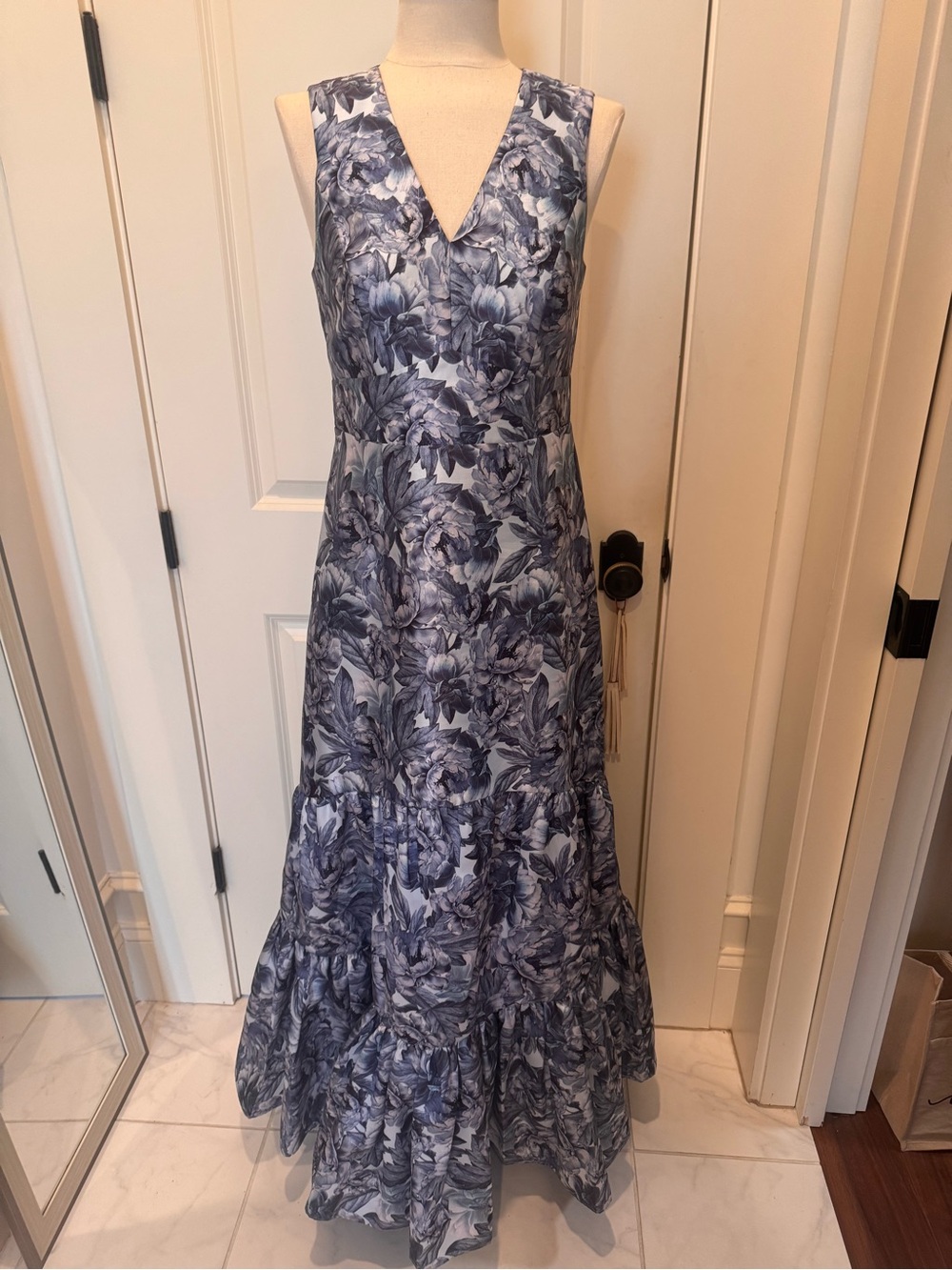 Sachin + Babi Blue Floral Sleeveless V-Neck Maxi Dress